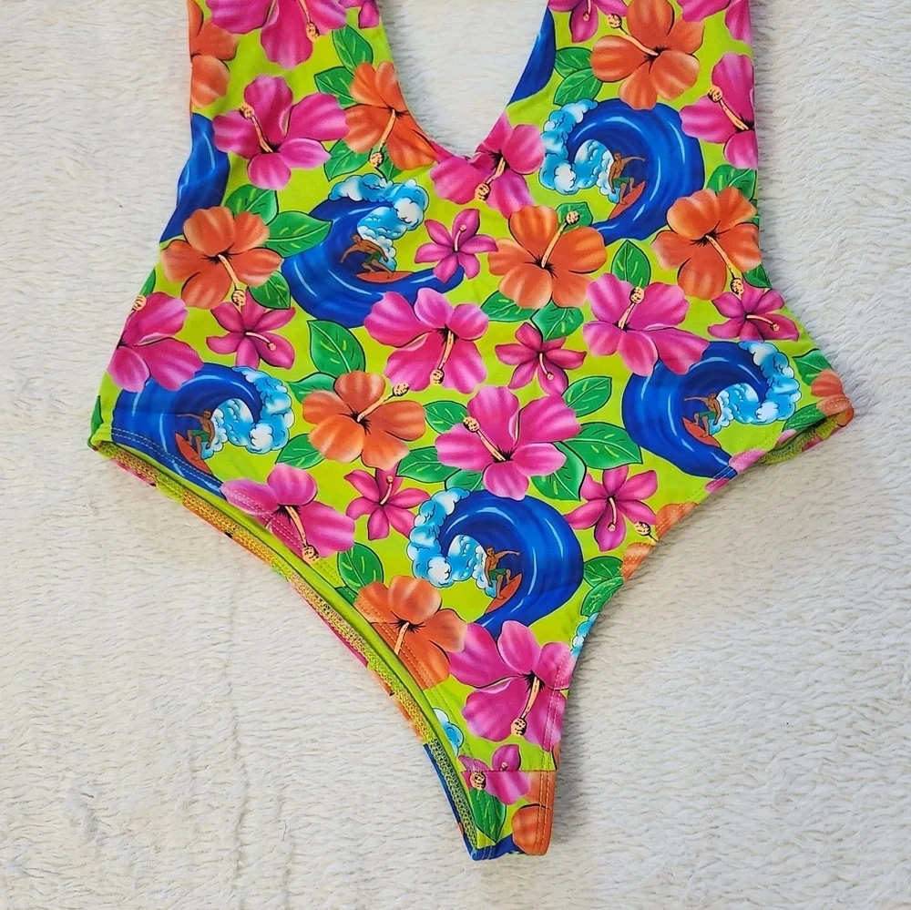 New!Frankie's Bikinis Paulina One‎ Piece in Neon Surfer
